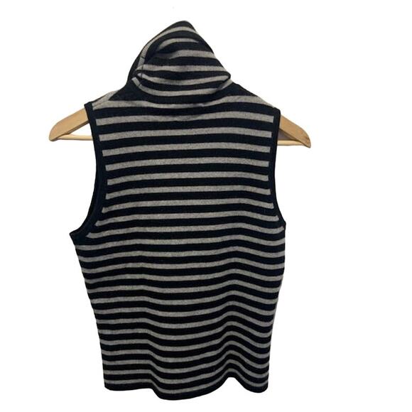 Banana Republic Cashmere Sleeveless Sweater Tank Turtleneck Black Gray women's M - Picture 2 of 7
